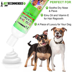 Vet Recommended emu oil cream paw close-up highlighting nourishing moisture.