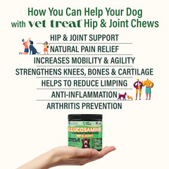 Vet Treat chondroitin MSM dog joint support chews closeup for flexibility and comfort.