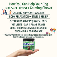 Vet Treat hemp calming chews close-up reveals soft texture for easy dosing and care.