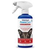 Vetericyn FoamCare bottle pour shows easy dispensing for gentle cleansing.