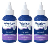 Vetericyn Plus All Animal Eye Wash bottle pour showing gentle cleansing for irritated eyes.
