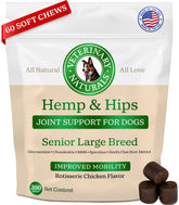 Veterinary Naturals hemp & hips bottle for senior dog joint support.