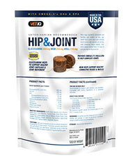 VetIQ Hip & Joint soft chews serving shows daily dose for mobility support.