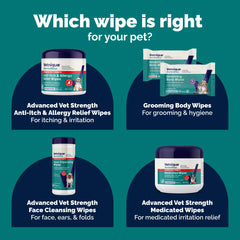 Vetnique Dermabliss wipes on a cat paw to soothe irritation and odor