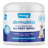 Vetnique Dermabliss wipes packaging closeup for itch relief