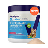 Vetnique Glandex cat powder tuna bowl supports digestion and anal glands.