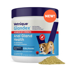 Vetnique Glandex dog fiber supplement pumpkin bottle for anal gland support