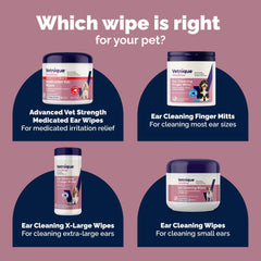 Vetnique Oticbliss ear wipes closeup shows soft, gentle texture for cleaning.