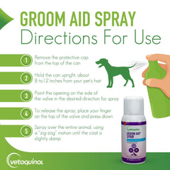 Vetoquinol Groom-Aid scented deodorizer captures refreshing scent for post groom freshness.