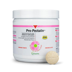 Vetoquinol Pro-Pectalin chewy tablets bottle supports occasional diarrhea relief for dogs and cats.