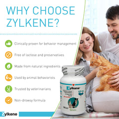 Vetoquinol Zylkene added to dog food for easy daily dosing and calmer moments.