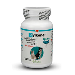 Vetoquinol Zylkene dog capsules in bottle for daily calming support.