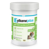 Vetoquinol Zylkene Plus bottle on counter supports calm during routine changes.
