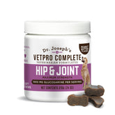 VetPro Complete peanut butter hip and joint chews bottle for joint support and tasty treats.