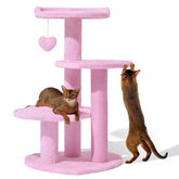 VETRESKA pink cat tree front view shows sturdy base for active cats.