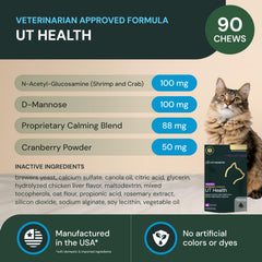 VetriScience UT Health Chews calming blend illustration for stress-relief during urinary care.