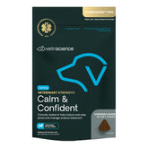 VetriScience Calm & Confident Chews bottle closeup for pet calming support.