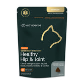 VetriScience Healthy Hip Joint Chews bottle front, highlighting clinical-strength feline mobility support