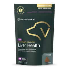 VetriScience liver health chews bottle closeup—premium liver support for dogs