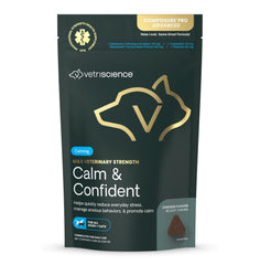VetriScience Max bottle showing calming chews for pets for non-drowsy stress support