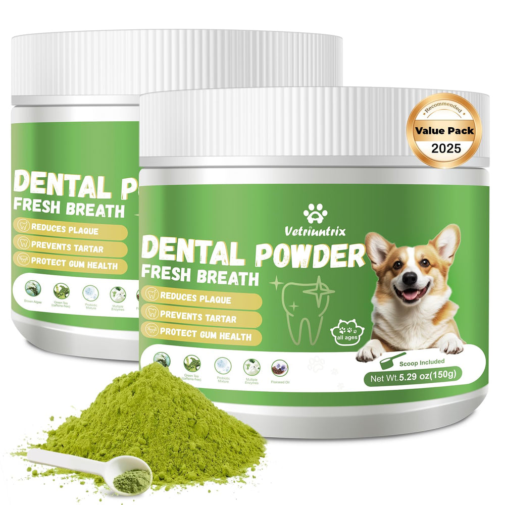 Vetriuntrix dog teeth cleaning powder tub ready for at home dental care