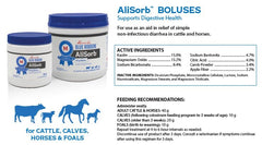 Vet's Plus Bolus packaging shown for practical cattle and horse diarrhea support