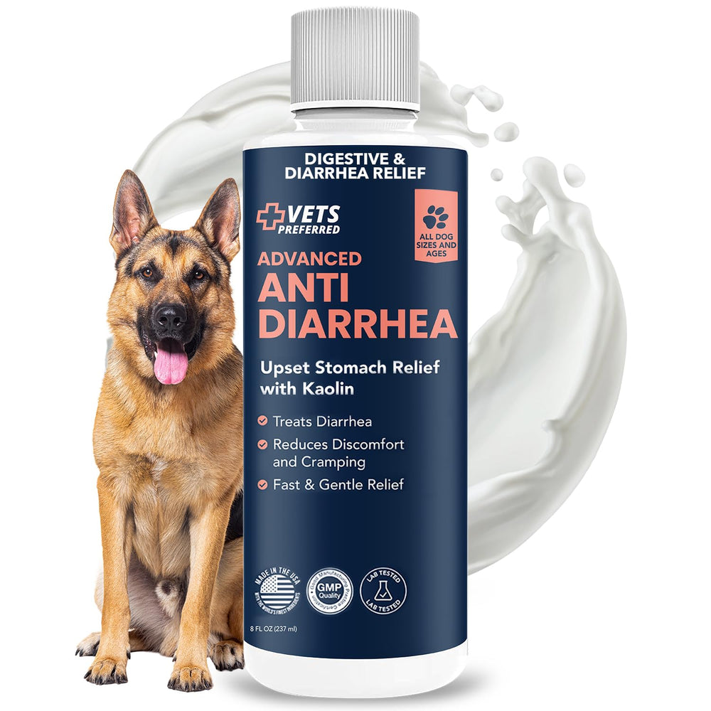 Vets Preferred anti-diarrhea bottle pour helps soothe dogs' upset stomachs