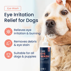 Vets Preferred Dog Eye Wash Drops soothe irritated eyes during daily care.