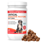 VetSmart Formulas Critical Digestive Soft Chews bottle supports gut balance for dogs