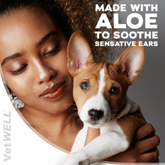 VetWELL aloe vera, limpieza suave para oídos de mascotas