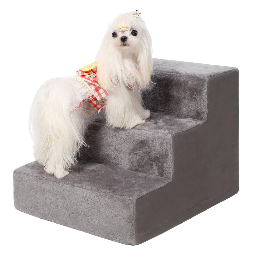 Vfrog dog stairs 13in 3-step front view promotes easy couch access.