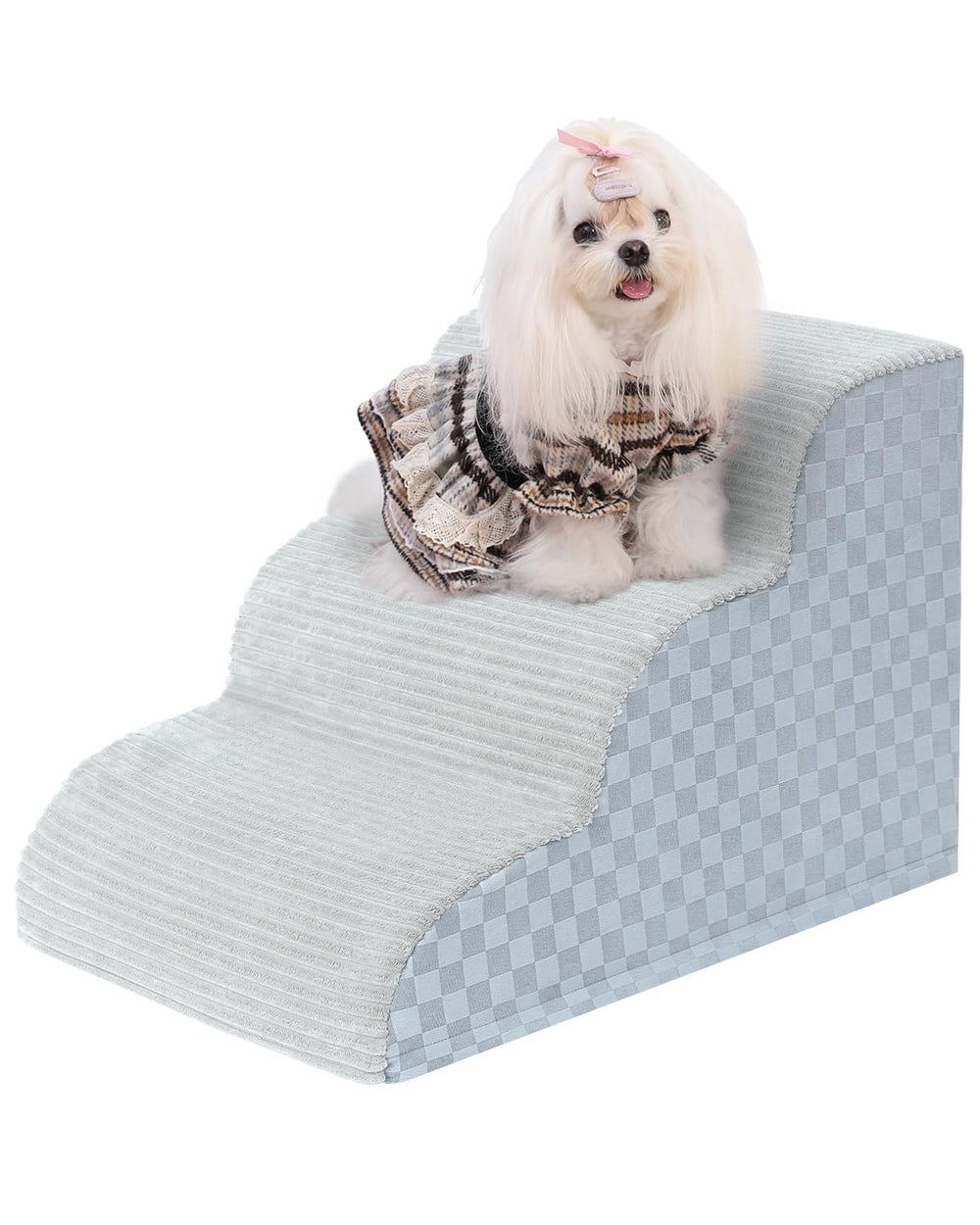 Vfrog 3-step sofa side view showing sturdy foam stairs for easy pet access.