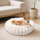 Vhen When Donut Bed plush faux rabbit fur texture for cozy lounging