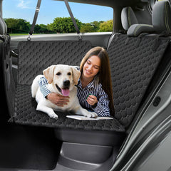 Victoper back seat extender with hollow panel provides a stable dog ride for long trips.