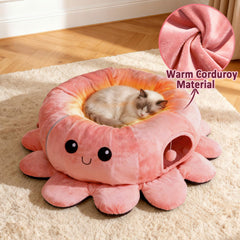 VIEFIN Cat Tunnel Bed catnip legs with crinkle sounds enhance hunting-inspired play.