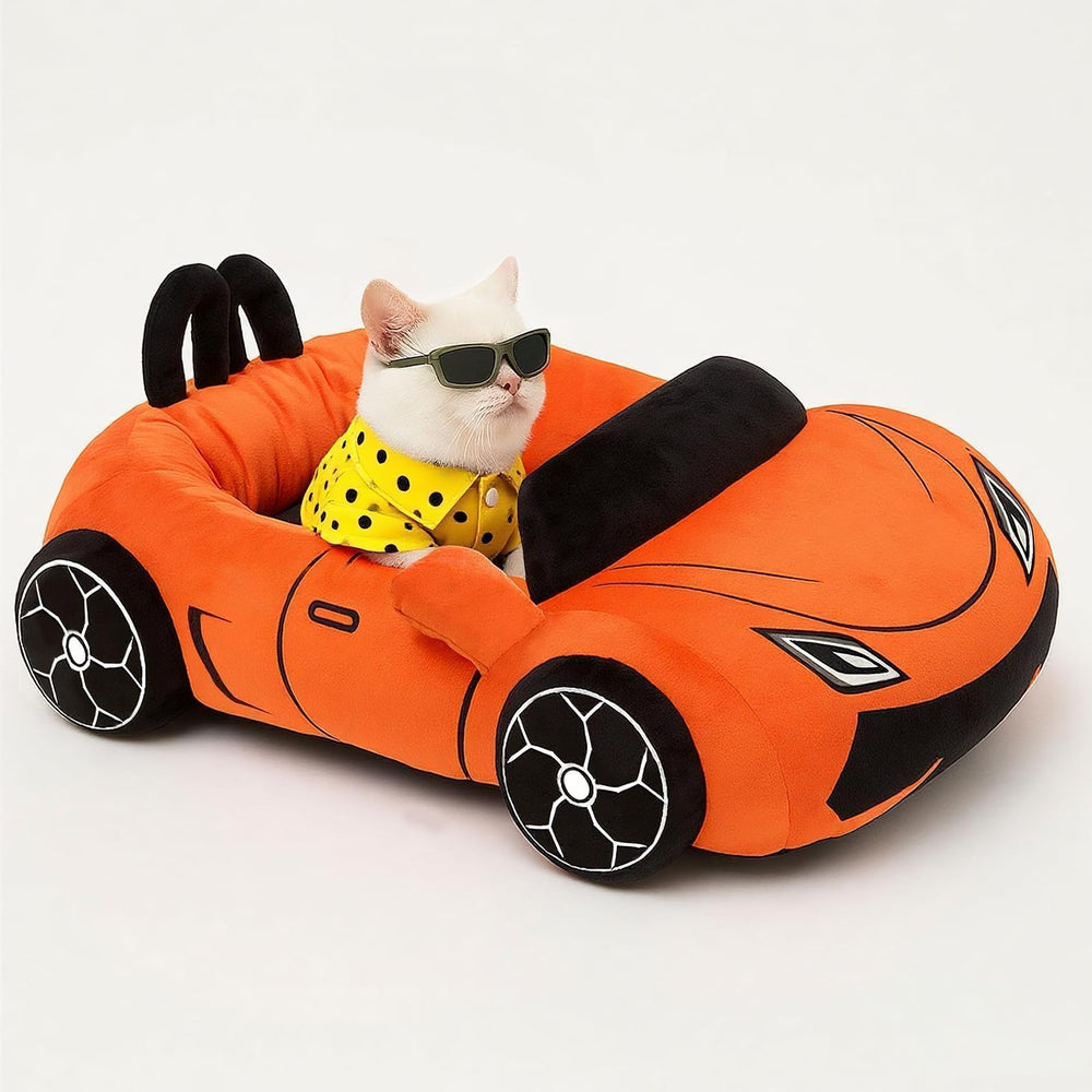 VIEFIN Cute Cat Beds close-up shows bold supercar shape for chic, photo-worthy lounging.