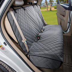 ViewPets bench car seat cover grey side view shields back seats from mud and accidents.