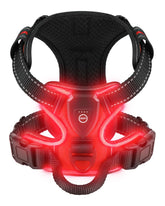 Villabliss Light Up Dog Harness front view in red for safer night walk visibility.
