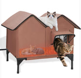 VILRAK large heated cat house top view for outdoor winter shelter and warmth