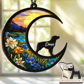 Vinatimes 6'' Brittany Dog Memorial Suncatcher displays in sunlit window for memory reflection