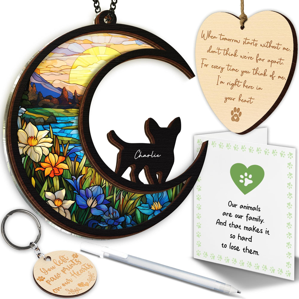 Vinatimes 6-inch Chihuahua memorial suncatcher catching sunlight to honor a cherished pet
