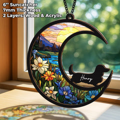Vinatimes custom name inscription ornament highlights your dog's name on a durable suncatcher.