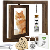 Vinatimes Pet Memorial Rotating Frame front view with two 4x6 slots to preserve memories.