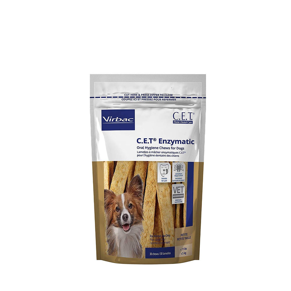 Virbac C.E.T. enzymatic chews for small dogs in packaging support daily dental care