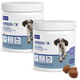 Virbac URSOLYX soft chews bottle-front view highlights convenient muscle-supporting chews.