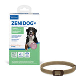 Virbac ZENIDOG collar packaging highlights long-lasting calming support for stressed dogs.