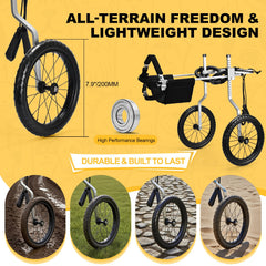 Virbraroo all-terrain wheels enable outdoor exploration on grass, sand, and trails.