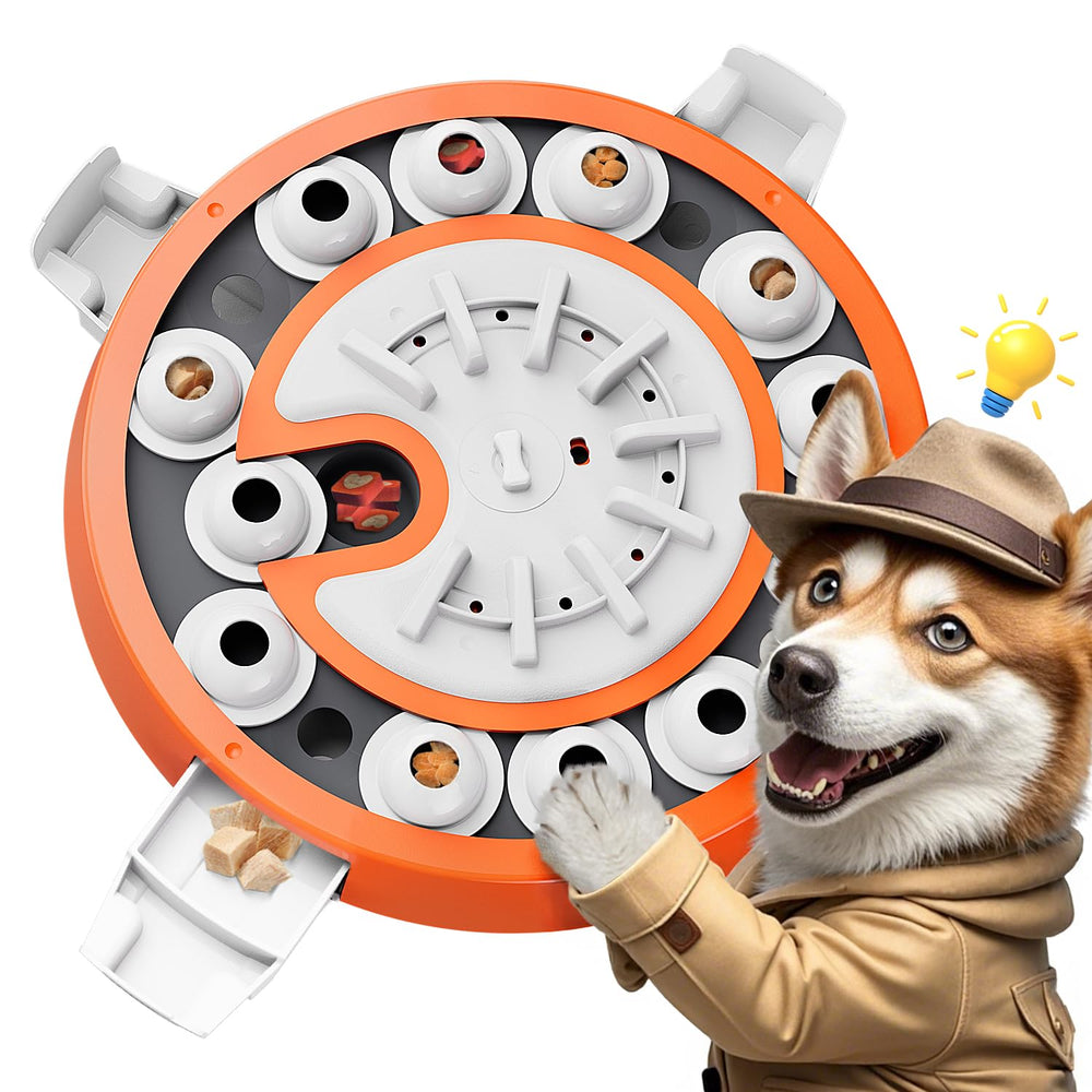 Virtulance dog puzzle toy level-3 front view offers escalating challenges for smart dogs.