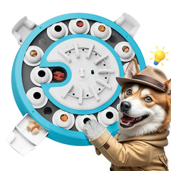 Virtulance dog puzzle toy level 3 drawer dispenser demonstrates multi-challenge setup for brain engagement