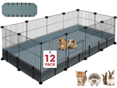 VISCOO 12-panel playpen assembled indoors shows sturdy small-pet enclosure
